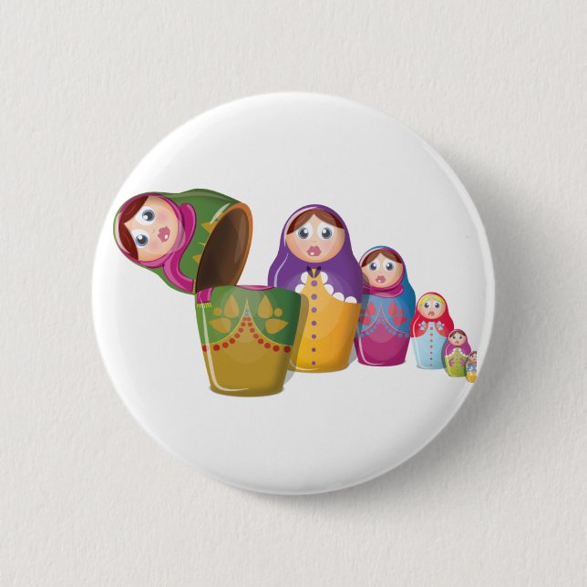Badge Rond 5 Cm Poupée Matryoshka - Motif russe de poupées imbriqu (Devant)