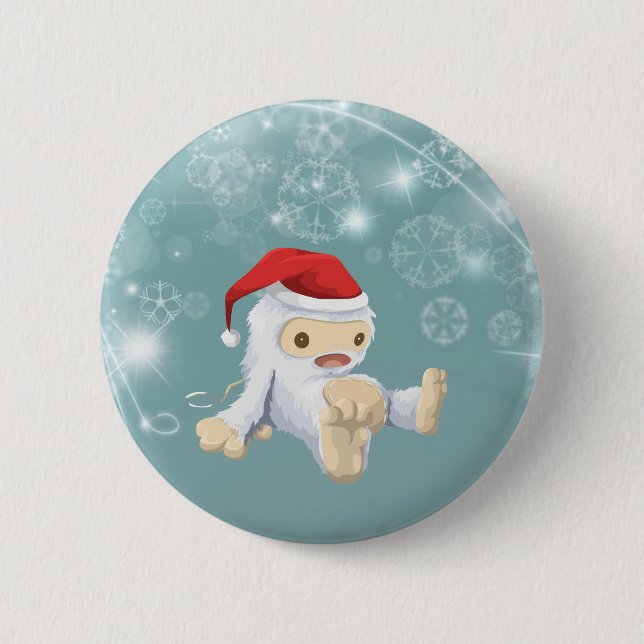 Badge Rond 5 Cm Poupée monstre de neige de Noël avec chapeau de Pè (Devant)