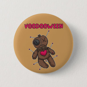 Badge Rond 5 Cm Poupée vaudou - Jouet d'Halloween