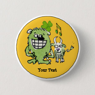 Badge Rond 5 Cm Poupées de caricature Shamrock Monster Vert