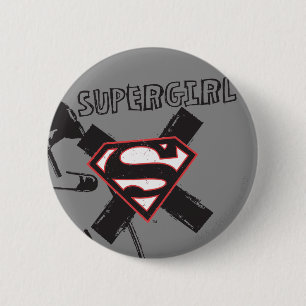 Badge Rond 5 Cm Poupées de sécurité noire Supergirl