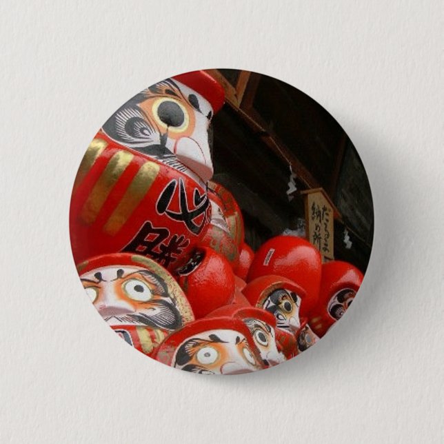 Badge Rond 5 Cm Poupées japonaises de bonne chance de Daruma San (Devant)