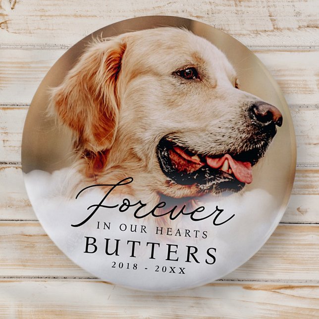 Badge Rond 5 Cm Pour toujours dans nos coeurs Pet Memorial Photo m (Créateur téléchargé)