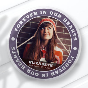 Badge Rond 5 Cm Pour toujours dans nos coeurs Photo personnalisée