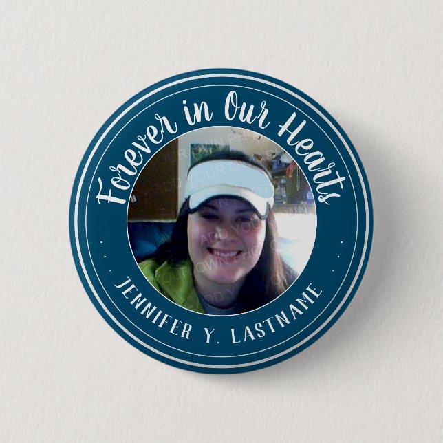 Badge Rond 5 Cm Pour toujours dans nos coeurs un souvenir photo (Devant)
