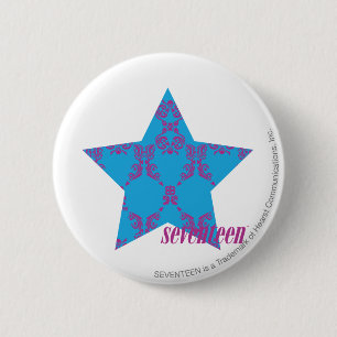Badge Rond 5 Cm Pourpre-Aqua 2 de damassé
