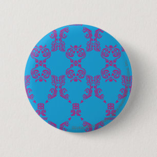 Badge Rond 5 Cm Pourpre-Aqua de damassé