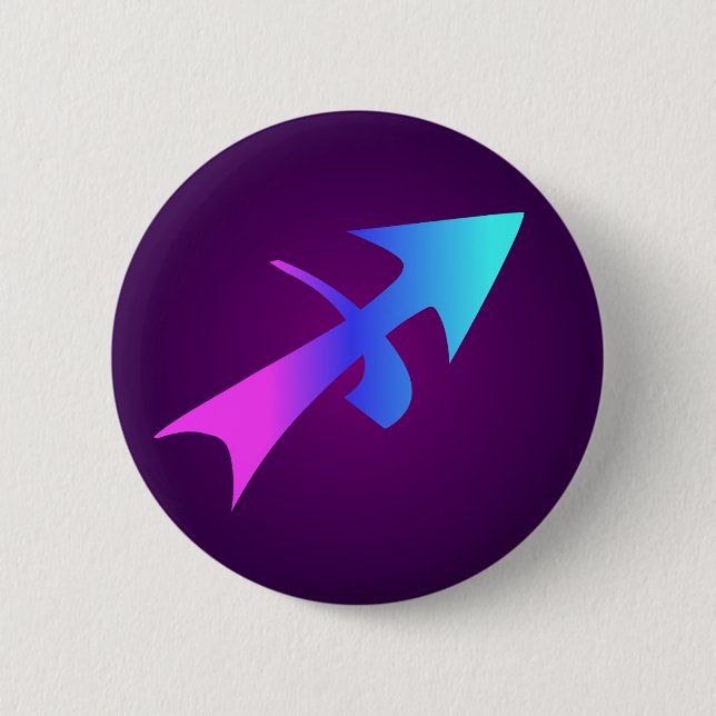 Badge Rond 5 Cm Pourpre bleu d'Aqua de rose de flèche de (Devant)