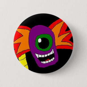 Badge Rond 5 Cm Pourpre et Pin étranger de tête d'or