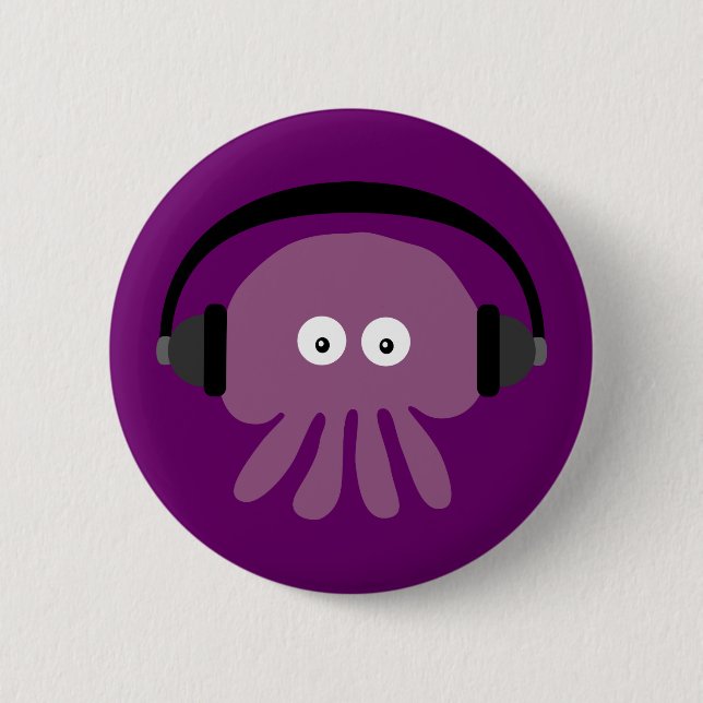 Badge Rond 5 Cm Pourpre personnalisable mignon de méduses et (Devant)