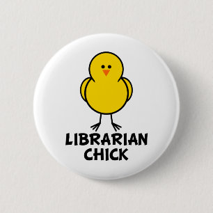 Badge Rond 5 Cm Poussin de bibliothécaire