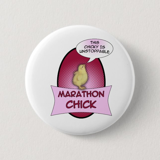Badge Rond 5 Cm Poussin de marathon (Devant)