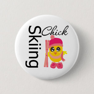 Badge Rond 5 Cm Poussin de ski
