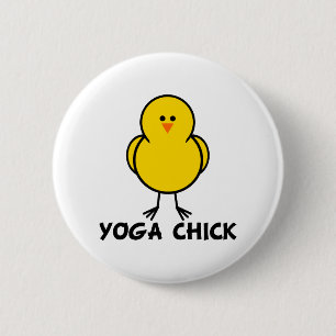 Badge Rond 5 Cm Poussin de yoga