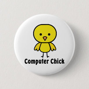 Badge Rond 5 Cm Poussin d'ordinateur