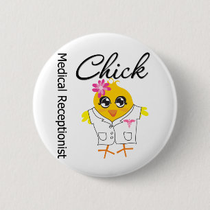 Badge Rond 5 Cm Poussin médical de réceptionniste