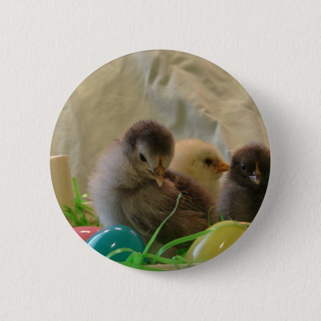 Badge Rond 5 Cm Poussins de Pâques (Devant)