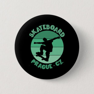 Badge Rond 5 Cm Prague République tchèque Skateboarder Urne Skateb