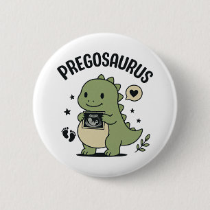 Badge Rond 5 Cm Pregosaurus Grossesse Maternité Cadeau Dino