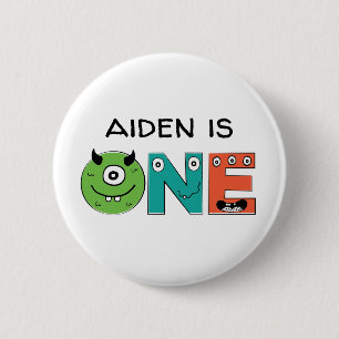 Badge Rond 5 Cm Premier bouton d'anniversaire de petit monstre