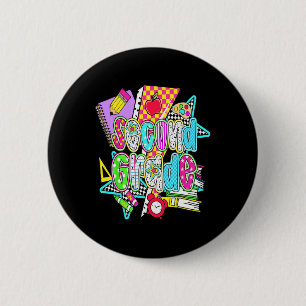 Badge Rond 5 Cm Premier jour de deuxième année Bundle floral pour 
