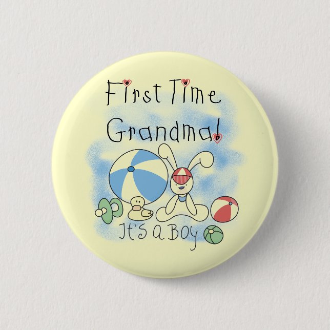 Badge Rond 5 Cm Première Grand-mère de garçon Tshirts et cadeaux (Devant)