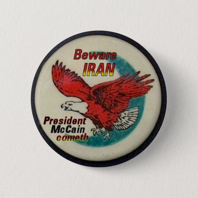 Badge Rond 5 Cm Prenez garde du bouton de l'Iran (Devant)