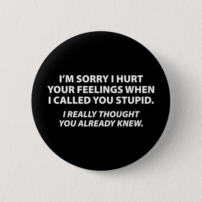Badge Rond 5 Cm Présentation d'excuses aux personnes stupides (Devant)