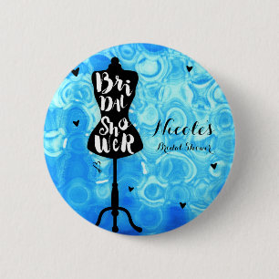 Badge Rond 5 Cm Présentoir de mannequin vintage rétro bleu Baby Sh