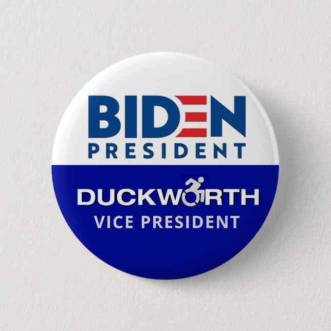 Badge Rond 5 Cm Président Biden Duckworth Vice-président (Devant)