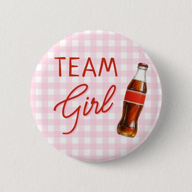 Badge Rond 5 Cm Prêt À Pop Baby shower Team Girl (Devant)