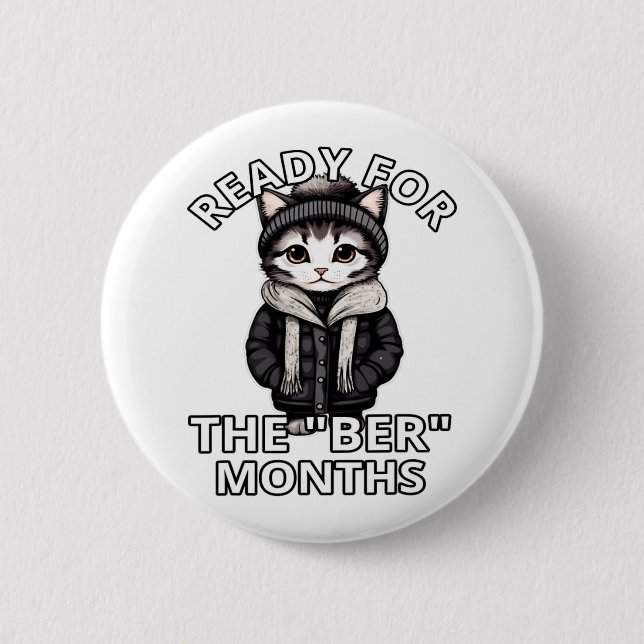 Badge Rond 5 Cm Prêt Pour Les Mois Bers Feuilles Automne Kit D'Hiv (Devant)