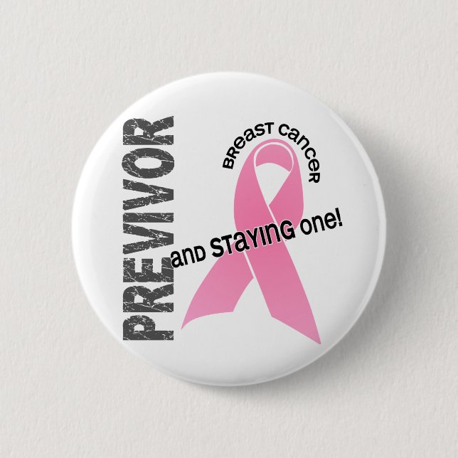 Badge Rond 5 Cm Previvor 1 cancer du sein (Devant)