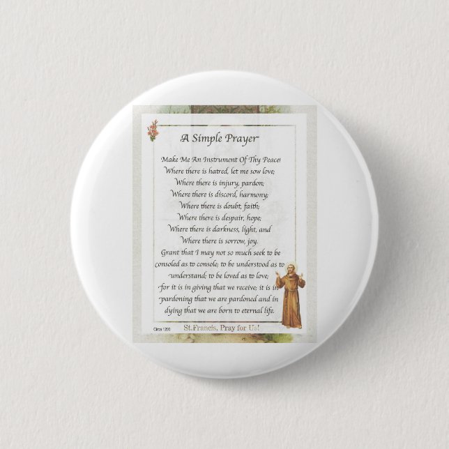 Badge Rond 5 Cm prière simple de St Francis (Devant)