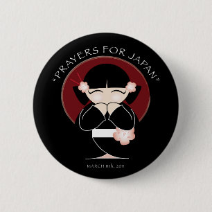 Badge Rond 5 Cm Prières pour le bouton du Japon