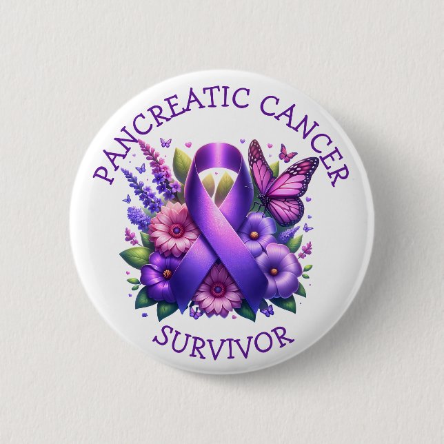 Badge Rond 5 Cm Priez pour un remède au cancer du pancréas (Devant)