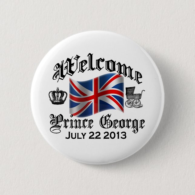 Badge Rond 5 Cm Prince bienvenu George le 22 juillet (Devant)