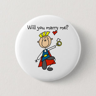 Badge Rond 5 Cm Prince charme vous m'épouserez bouton