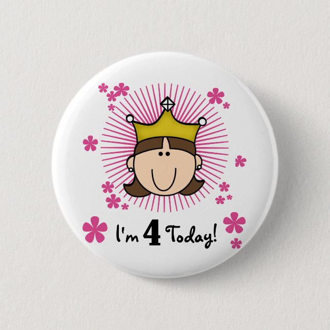 Badge Rond 5 Cm Princess 4th Birthday Tshirts et cadeaux (Devant)