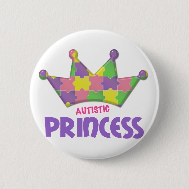 Badge Rond 5 Cm Princesse autiste 1 AUTISME (Devant)