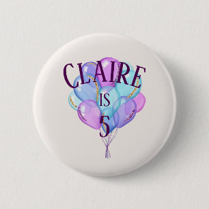 Badge Rond 5 Cm Princesse Birthday Balloons de petite fille