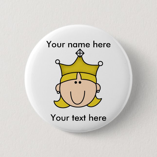 BADGE ROND 5 CM PRINCESSE CUSTOMISÉE BLOND (Devant)