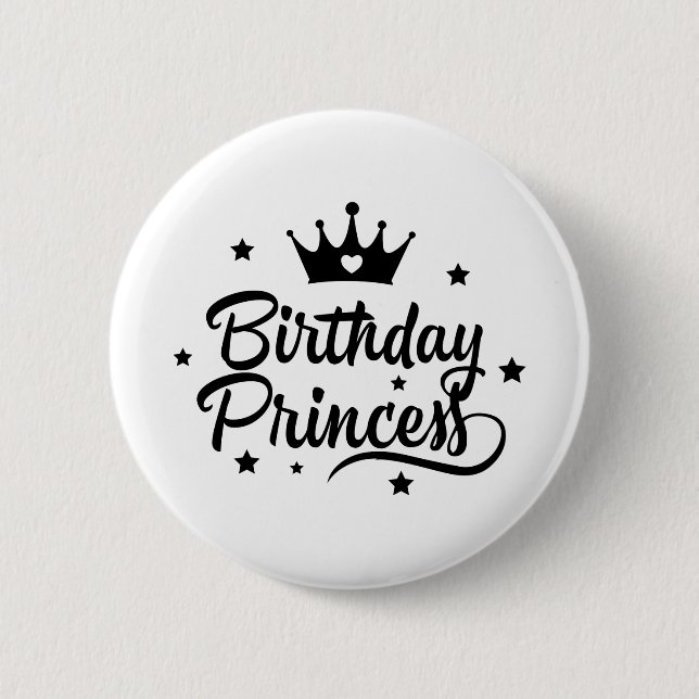 Badge Rond 5 Cm Princesse d'anniversaire (Devant)