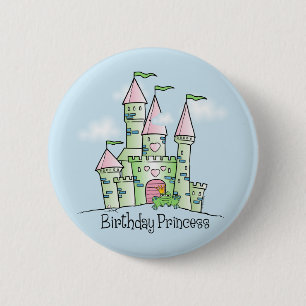 Badge Rond 5 Cm Princesse d'anniversaire de château