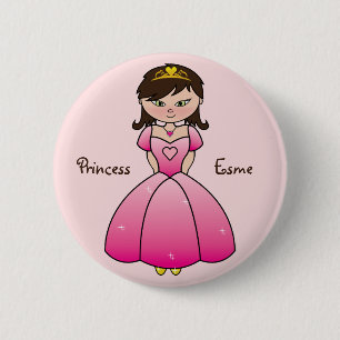 Badge Rond 5 Cm Princesse dans le bouton nommé rose