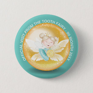 Badge Rond 5 Cm princesse de fées de dents avec pièce d'or brillan