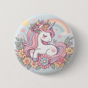 Badge Rond 5 Cm Princesse Fleur