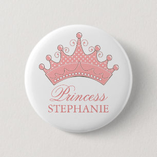 Badge Rond 5 Cm Princesse Party Personalized Crown Button
