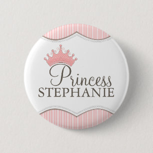 Badge Rond 5 Cm Princesse Party Personalized Crown Button