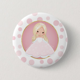 Badge Rond 5 Cm Princesse rose blonde